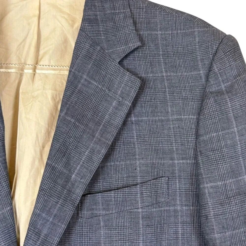 Tasso Elba Blazer Jacket Mens Blue Linen Sport Coat Summer Wedding Unstructured